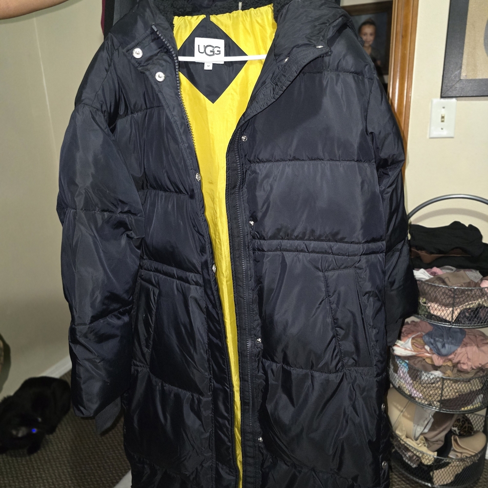 UGG Black Jacket with Bright Yellow Interior
